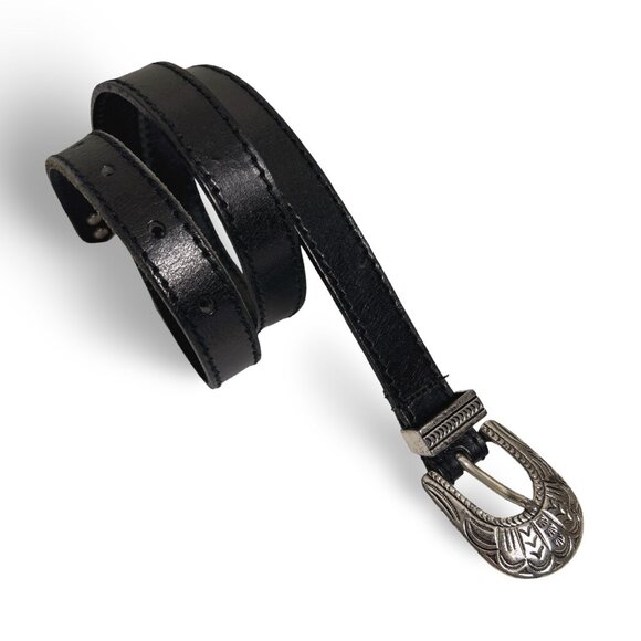 Vintage 1990s Liz Claiborne Slim Leather Belt | Classic Minimal Y2K - Picture 1 of 15